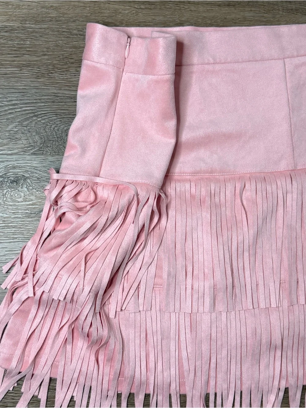 Faux Suede Fringe Mini Skirt